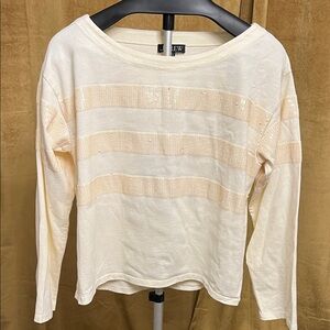 J Crew Cream Sequin Cotton Stripe Blouse